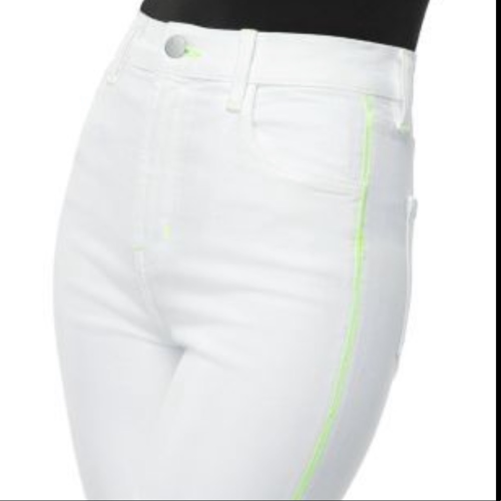 j brand white with neon outline skinny jeans